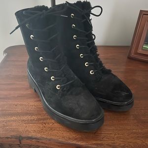 Stuart Weiztman Henley Chill Suede & Shearling Combat Boots